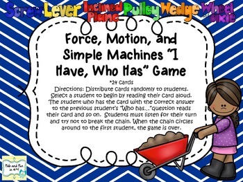 Preview of "I Have, Who Has" Force, Motion, and Simple Machines