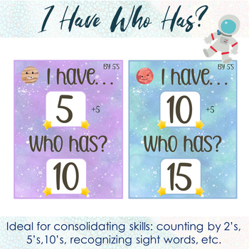 Preview of I Have Who Has Game/Counting by 2's, 5's, 10's/Sight Words/Editable
