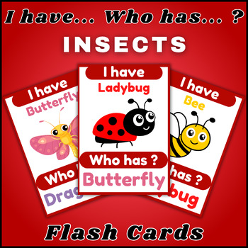 Preview of I Have Who Has Game In English, Insects, Kindergarten, Printables.