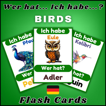 Preview of I Have Who Has Game In German, Birds, Kindergarten, Printables.