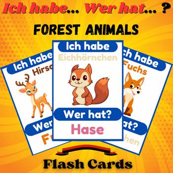 Preview of I Have Who Has Game In German, Forest Animals, Kindergarten, Printables.