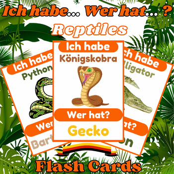 Preview of I Have Who Has Game In German, Reptiles, Kindergarten, Printables.