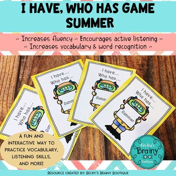 I Have, Who Has Game - SUMMER! by Becky's Brainy Boutique | TPT