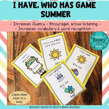 I Have, Who Has Game - SUMMER! by Becky's Brainy Boutique | TPT