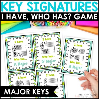 Preview of Major Key Signatures Music Game for Piano Lessons - I Have, Who Has?