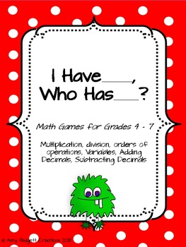 Preview of I Have, Who Has Math Games (Intermediate Grades)