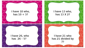 Preview of I Have, Who Has- Math Review