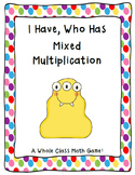 I Have, Who Has Mixed Multiplication (Facts 2-10)-CCSS Aligned