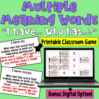 Preview of Multiple Meaning Words I Have Who Has Game: Print and Digital Formats