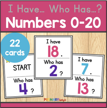 Preview of I Have Who Has Game with Numbers to 20 | Morning Meeting Game & Math Review Game