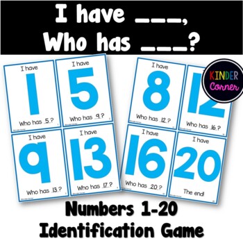 Preview of I Have, Who Has - Numbers 1-20 Identification Card Game