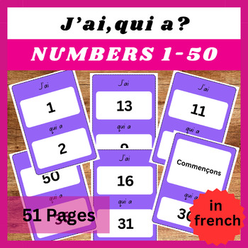 Preview of I Have, Who Has? Numbers Game 1-50 in french