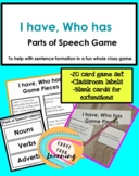 I Have, Who Has Parts of Speech Game 