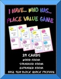 I Have Who Has Place Value Math Game and Math Center to 1000