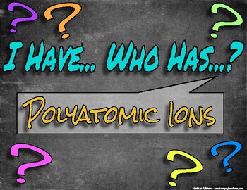 Preview of I Have... Who Has...? Polyatomic Ions