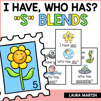 Preview of I Have Who Has S Blends Game - S Blends Activities - SC SK SL SM SN SP ST SW