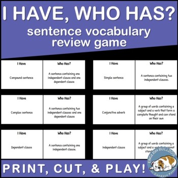 Preview of I Have Who Has Sentence Vocabulary Game