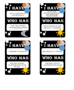 I Have... Who Has Space Exploration Facts by Dig It Games | TPT