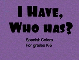 I Have, Who Has? Spanish Colors Game