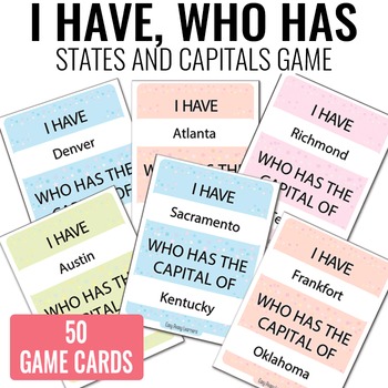 Preview of I Have, Who Has States and Capitals Game