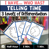 I Have Who Has Telling Time to the Half-Hour, 5 Minute & 1