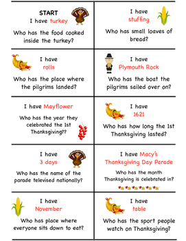 I Have... Who Has... Thanksgiving by Ladybug Rose Inspirations | TPT