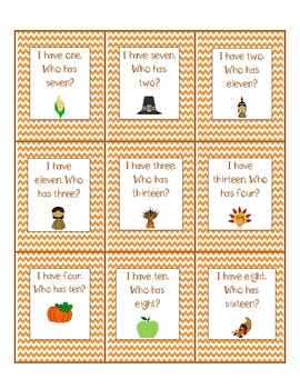 I Have, Who Has Thanksgiving Number Word Game by Freckles and Firsties