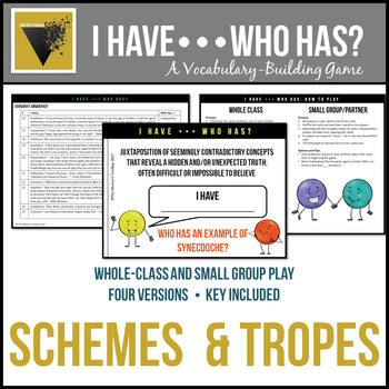 Preview of I Have...Who Has? Vocabulary Game for SCHEMES AND TROPES