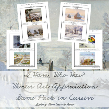 Preview of I Have, Who Has? Winter Art Appreciation Game Pack in Cursive