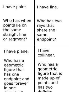 Preview of I Have Who Has for High School Geometry