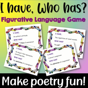 Preview of I Have, Who has?  Game for Teaching Figurative Language and Poetry