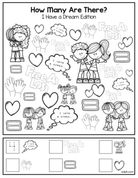 Preview of I Have a Dream "How Many Are There" Activity Sheet