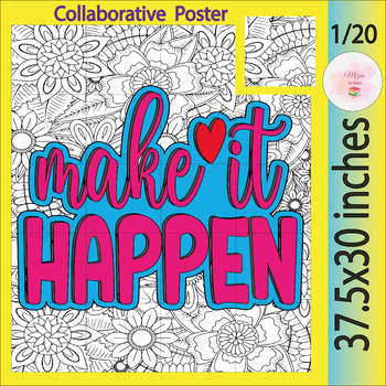 Preview of I Have a Dream Motivational Positive Quote Collaborative Coloring Poster-Be kind