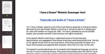 Preview of I Have a Dream Rhetorical Devices Scavenger Hunt PDF