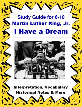 Preview of I Have a Dream Speech Handout to Support Analysis and Close Reading