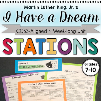 Preview of Martin Luther King Jr.'s I Have a Dream: Week-long Unit with Station Activities