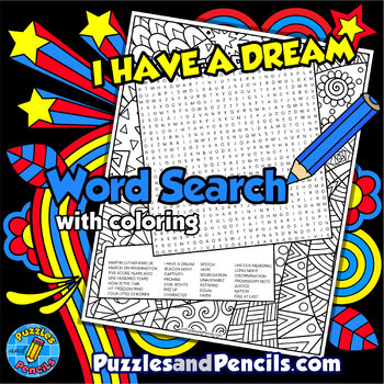 Preview of I Have a Dream Word Search Puzzle | Martin Luther King Jr. | Black History Month