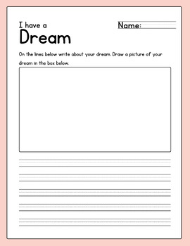 “I Have a Dream Worksheet” Martin Luther King Jr. Creative Writing