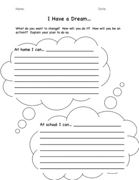 Preview of I Have a Dream Worksheet