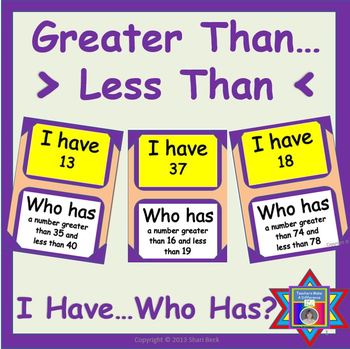 Preview of Greater Than...Less Than:  I Have...Who Has... CCSS K.CC.C.6