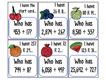 I Have...Who Has...Long Division COMMON CORE ALIGNED 5.NBT.6 | TpT