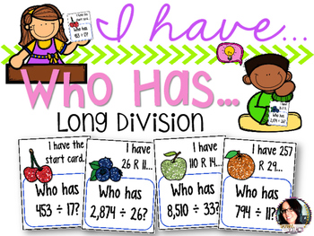 Preview of I Have...Who Has...Long Division COMMON CORE ALIGNED 5.NBT.6