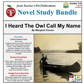 Preview of I Heard the Owl Call My Name LitPlan Novel Study Unit Bundle