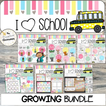 Preview of I Heart School Classroom Decor Collection | Growing Bundle | Back to School