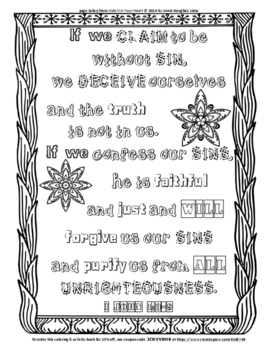 I John 1:8-9 Coloring Page and Word Puzzles by Annie Lima | TPT