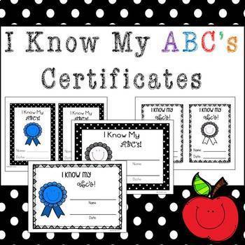 I Know My Alphabet Certificate Teaching Resources TPT