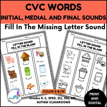 Preview of CVC Words - Initial, Medial and Final Sounds Worksheets