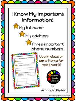 Preview of I Know My Important Information! (Name, address, phone numbers)