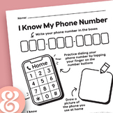 I Know My Phone Number • A Cute Printable Worksheet grades K-2+