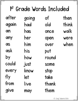 I Know My Sight Words Worksheets (1st Grade Words) by Judy Tedards